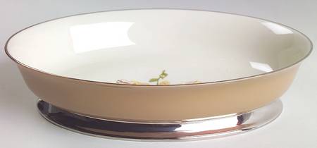 Cambria Cocoa (Platinum Trim) 9" Oval Vegetable Bowl by Flintridge