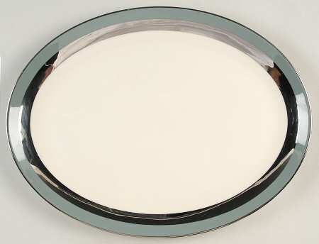 Contessa Peacock Blue (Platinum Trim, Coupe) 14" Oval Serving Platter