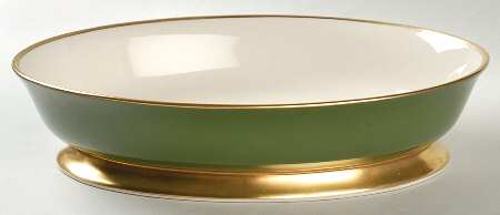 Contessa Spanish Green (Gold Trim, Coupe) 9" Oval Vegetable Bowl