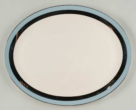 Contessa Strata Blue (Platinum Trim, Coupe) 15" Oval Serving Platter