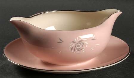 Daybreak Pink Gravy Boat with Attached Underplate