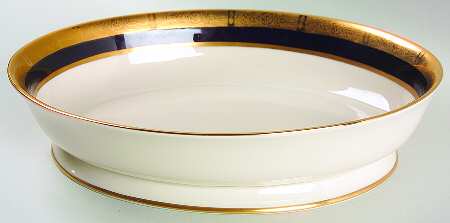 Georgian Rose Cobalt Blue (.35 Gold Band) 9" Oval Vegetable Bowl