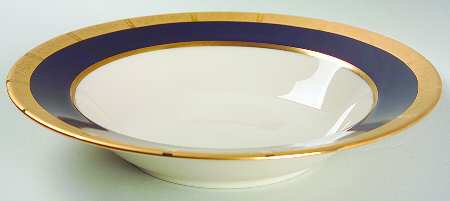 Georgian Rose Cobalt Blue (.35 Gold Band) Rim Soup Bowl