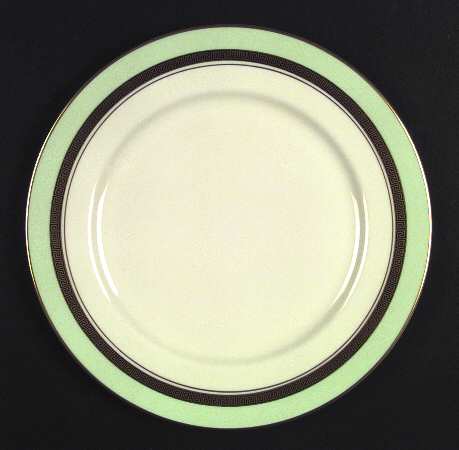 Grecian Key Mint Green (Gold Trim, Rim) by Flintridge