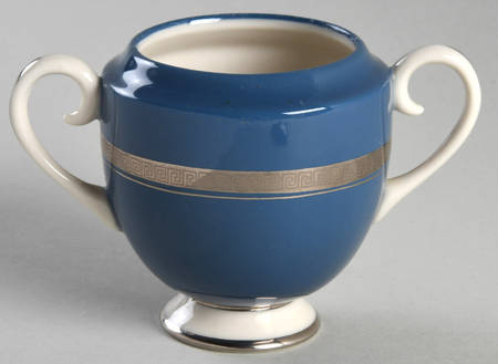 Grecian Key Mystic (Platinum Trim, Rim) Mini Sugar Bowl No Lid