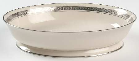 Grecian Key No Color Band (Platinum Trim, Rim) 9" Oval Vegetable Bowl