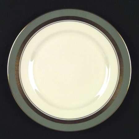 Grecian Key Sage Green (Gold Trim, Rim) Salad Plate