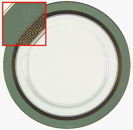 Grecian Key Sage Green (Gold Trim, Rim) by Flintridge