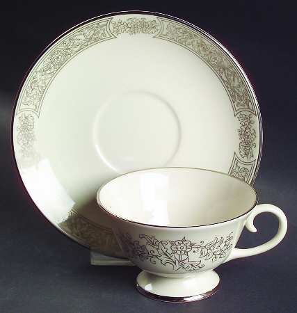 Madeira No Color Band (Rim) Footed Cup & Saucer Set
