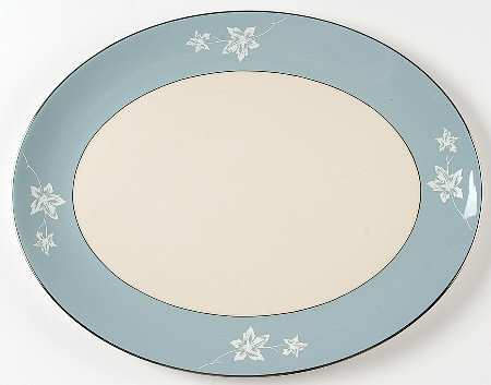 Misty Leaf Strata Blue 16" Oval Serving Platter