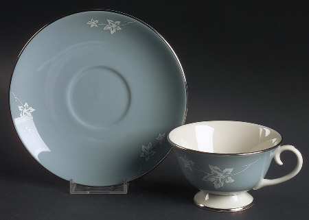 Misty Leaf Strata Blue Footed Cup & Saucer Set