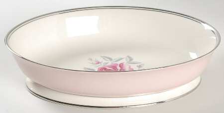 Petal Pink Rose (Rim) 9" Oval Vegetable Bowl