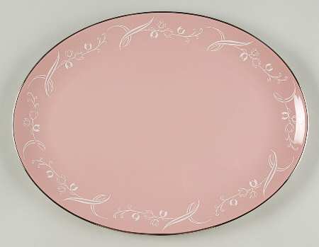 Snow Tulip Pink (Rim & Coupe) 14" Oval Serving Platter