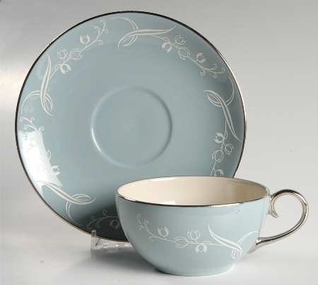 Snow Tulip Strata Blue (Rim & Coupe) Flat Cup & Saucer Set