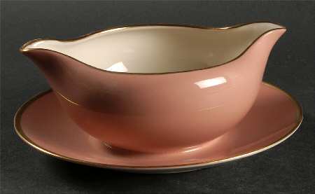 Sylvan-California Coral (Rim) Gravy Boat with Attached Underplate