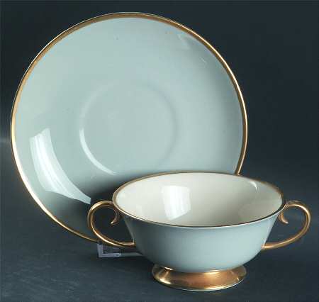 Sylvan-California Gray (Rim) Footed Cream Soup Bowl & Saucer Set