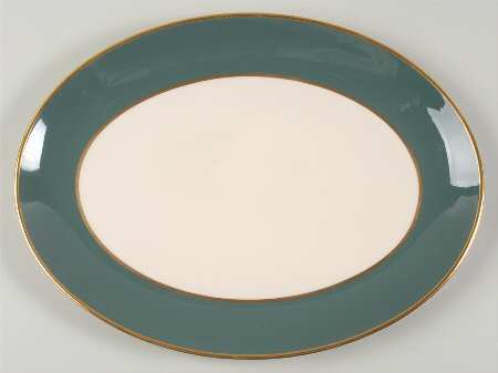 Sylvan-California Teal Green (Rim) 14" Oval Serving Platter