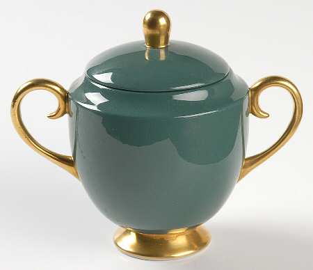 Sylvan-California Teal Green (Rim) Mini Sugar Bowl & Lid