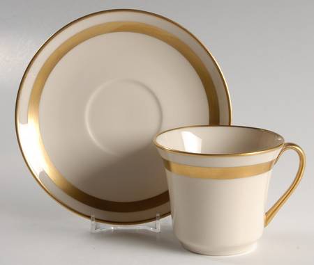 Theme (Wide Gold, Rim & Coupe) Flat Cup & Saucer Set