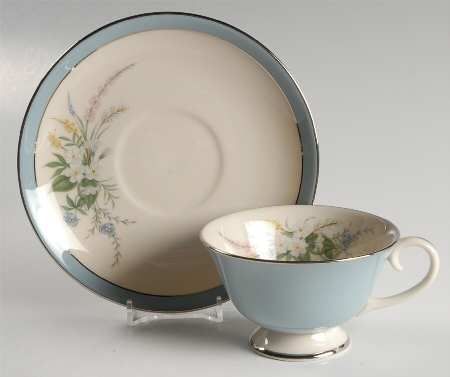 True Love Strata Blue (Rim & Coupe) Footed Cup & Saucer Set
