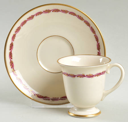Arcadia Maroon Footed Demitasse Cup & Saucer Set