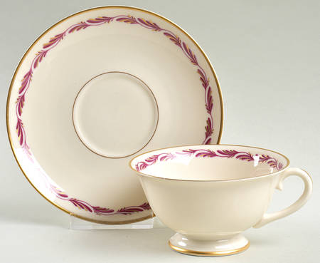 Arcadia Maroon Footed Cup & Saucer Set
