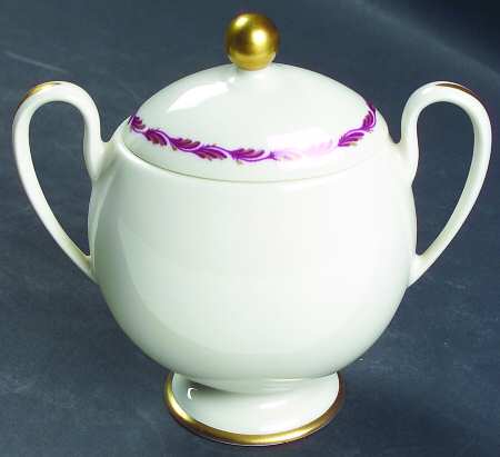 Arcadia Maroon Sugar Bowl & Lid