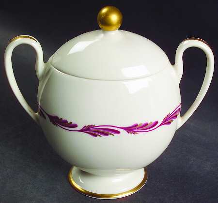 Arcadia Maroon Sugar Bowl & Lid