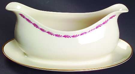 Arcadia Maroon Gravy Boat with Attached Underplate