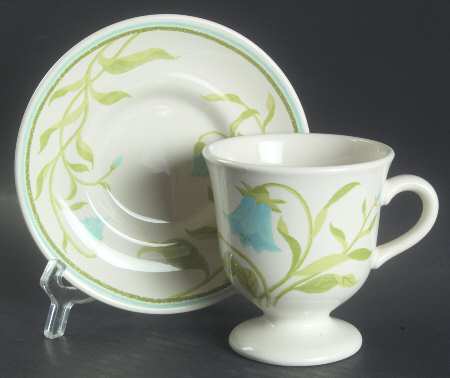 Blue Bell (Greenhouse) Footed Cup & Saucer Set