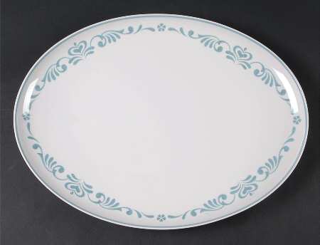 Blue Fancy 15" Oval Serving Platter