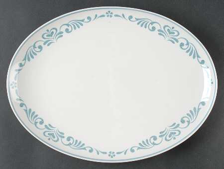 Blue Fancy 13" Oval Serving Platter