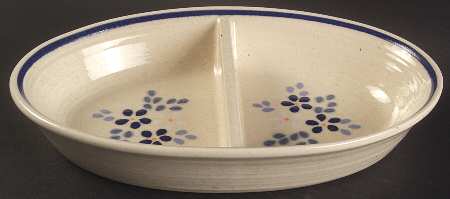 Blueberry 11" Oval Divided Vegetable Bowl