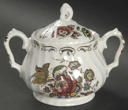 Bouquet (White Background) Sugar Bowl & Lid