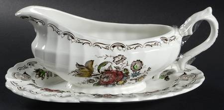 Bouquet (White Background) Gravy Boat & Underplate