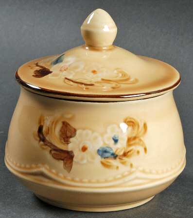 Bouquet (Tan Background) Sugar Bowl & Lid
