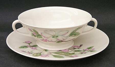 Chelan Footed Cream Soup Bowl & Saucer Set