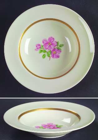 Cherokee Rose Wide Gold Band Rim Fruit/Dessert (Sauce) Bowl
