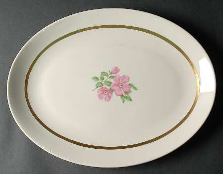 Cherokee Rose Wide Gold Band 16" Oval Serving Platter