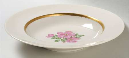 Cherokee Rose Wide Gold Band Rim Soup Bowl