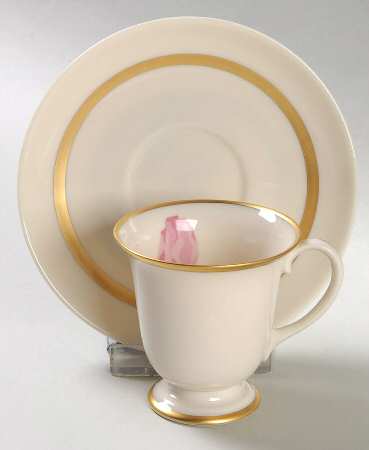 Cherokee Rose Wide Gold Band Footed Demitasse Cup & Saucer Set