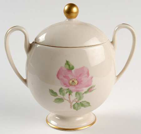 Cherokee Rose Wide Gold Band Sugar Bowl & Lid