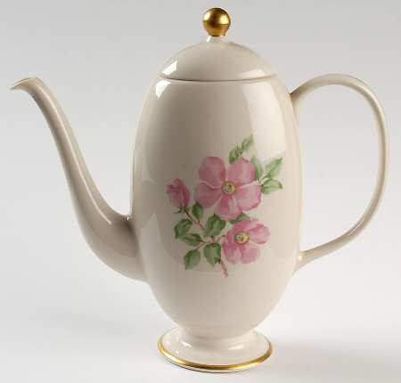 Cherokee Rose Wide Gold Band Coffee Pot & Lid