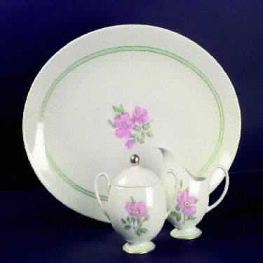 Cherokee Rose Green Band 12" Oval Serving Platter