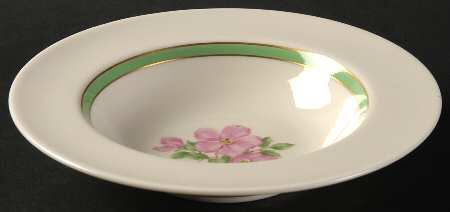 Cherokee Rose Green Band Rim Fruit/Dessert (Sauce) Bowl