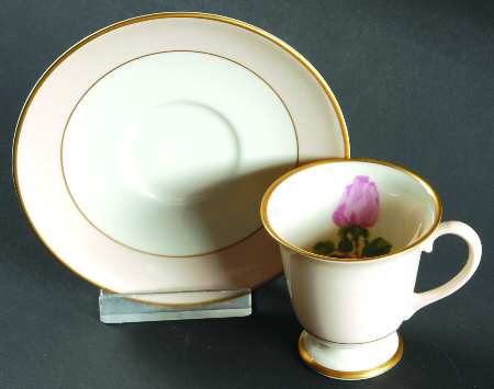 Cherokee Rose (Thin Gold Band, Palomino Shape) Footed Demitasse Cup & Saucer Set