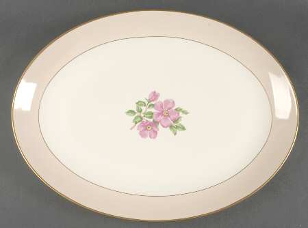 Cherokee Rose (Thin Gold Band, Palomino Shape) 16" Oval Serving Platter