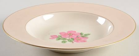 Cherokee Rose (Thin Gold Band, Palomino Shape) Rim Soup Bowl