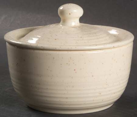 Country Craft Almond Cream Sugar Bowl & Lid