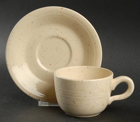 Country Craft Almond Cream Flat Cup & Saucer Set